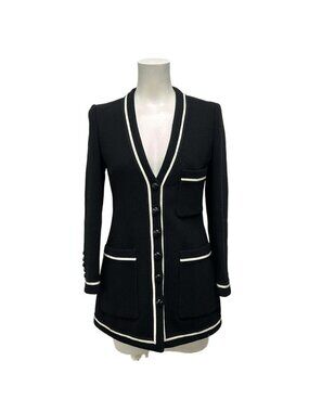 Gucci Jacket 36 S Black White Long Sleeve Name Embroidery Spring Autumn Wool